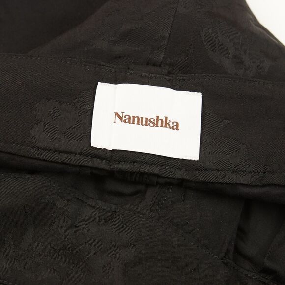 Nanushka Black Floral Jacquard Nagi Viscose Belted Shorts Unisex Sz M - Picture 3 of 10